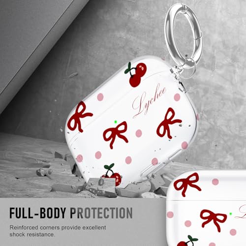 Image of for AirPods Pro 3 Case (2025) with Cleaner Kit, Cute Soft Silicone Cover Compatible AirPods Pro 3rd Genera case with Keychain for Women Men with Keychain for Airpod Pro case(2025) Bow Cherries