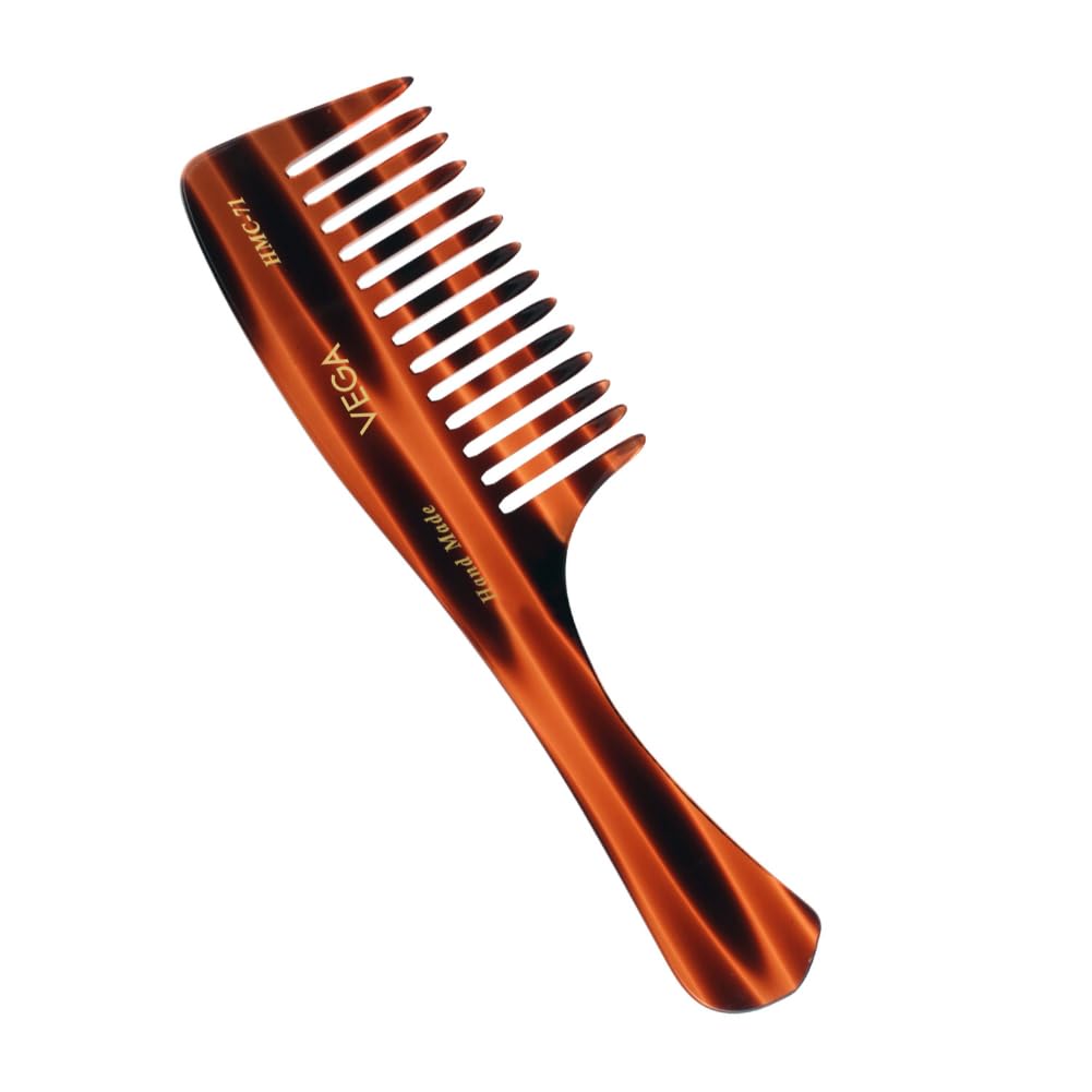 Vega Handcrafted Shampoo Comb for Men & Women, Detangling, Daily Grooming | Made from Cellulose Acetate Non-petroleum Based Material from Plant, (India's No.1* Hair Comb Brand,HMC-71)