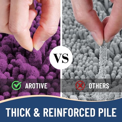 Image of Arotive Luxury Small Bathroom Rugs 24x16, Extra Soft Thick Absorbent Shaggy Chenille Bath Rugs, Machine Wash Dry, Bath Mats for Bathroom Floor, Tub and Shower, Home Decor Accessories, Purple