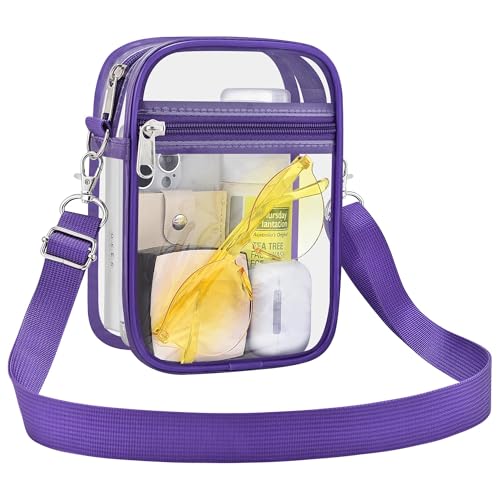 Image of Clear Bag for Stadium Events - Sports Messanger Bag Small Mini Clear Purse for Fan, Concert, Work, Travel