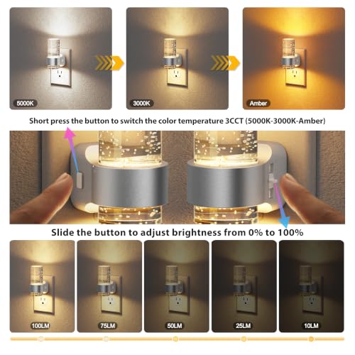 Image of JandCase Night Lights Plug into Wall, Bubble Night Light with 3 Colors