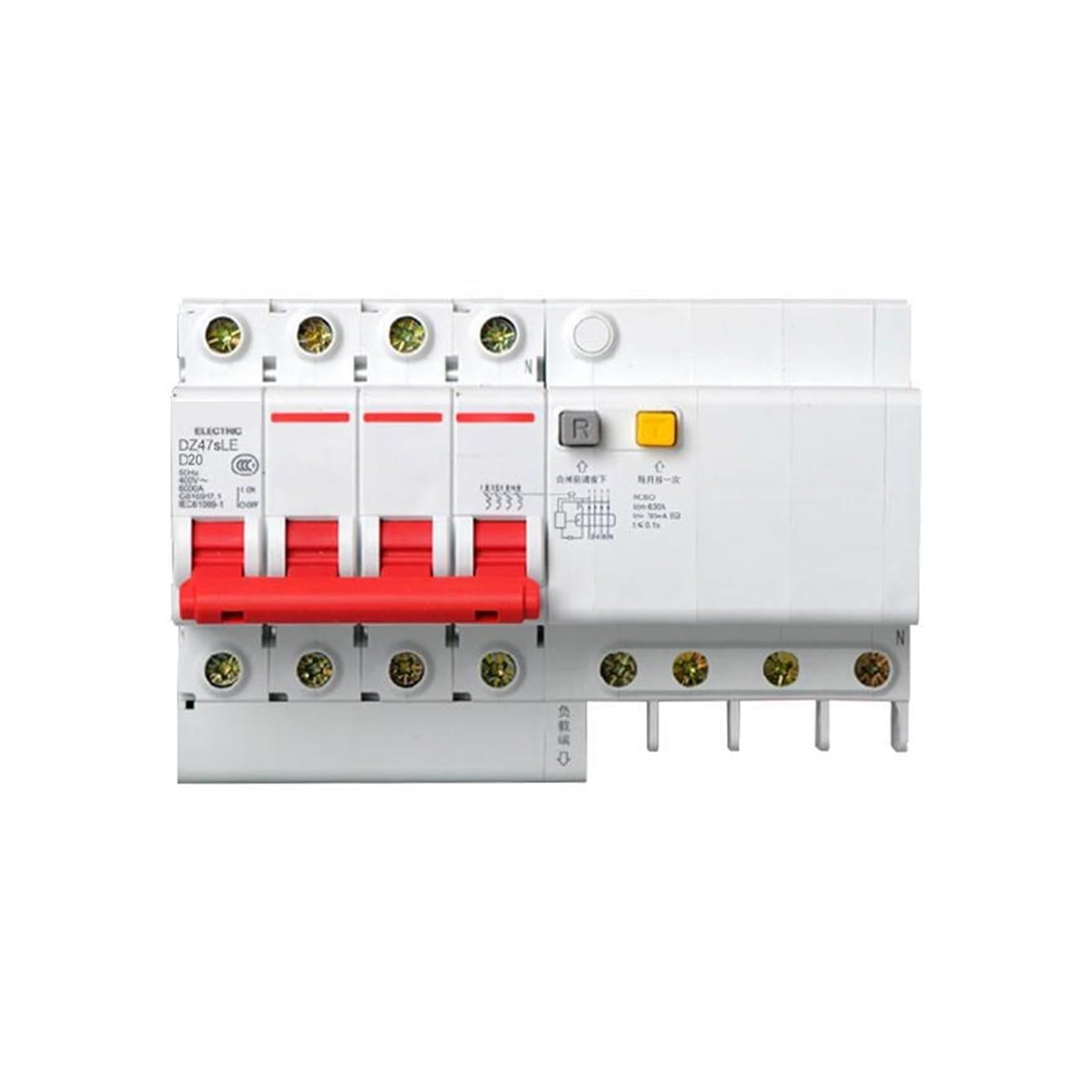 Disjoncteur de fuite miniature DZ47sLE 4P D 20A DZ47SLEN4D20 différentiel