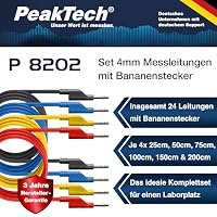 PeakTech P 8202, 24 Stück Messleitungen Set, 25cm - 200cm, Multimeter Test Kabel, Laborleitungen, Messkabel mit 4mm Bananenstecker, stapelbar, in 4 Farben je 25cm, 50cm, 75cm, 100cm, 150cm & 200cm – Ansicht 2