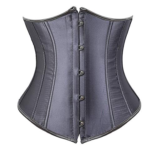 Frawirshau Waist Cincher Corsets Women Lace Up Boned Underbust Corset Bustier Bodyshaper Gray Xl #TOP13