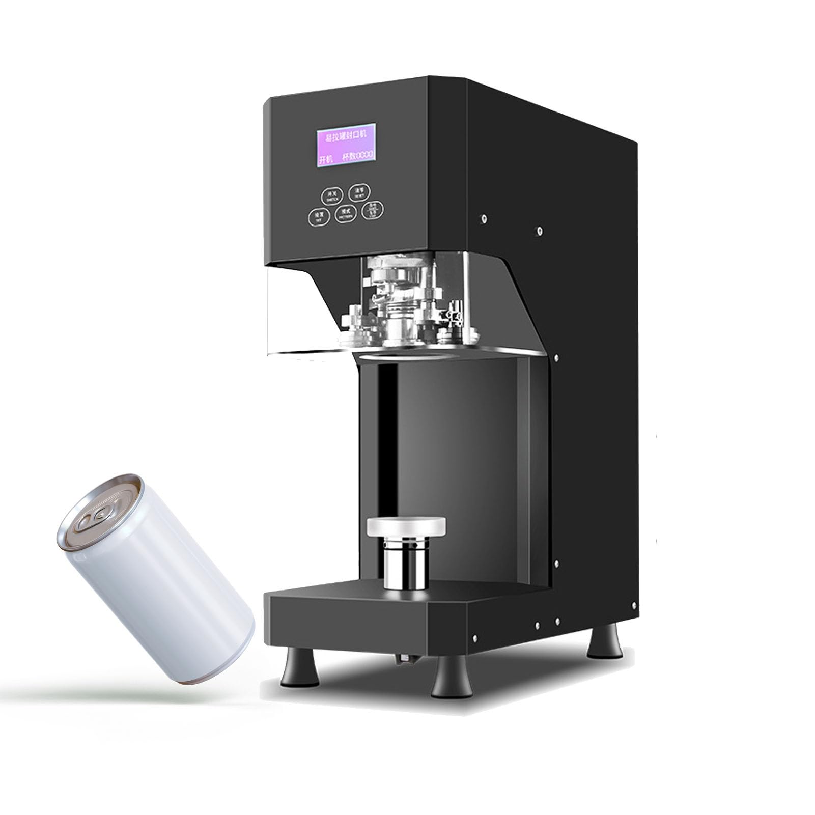 AYCDL 370W Can Seamer Can Sealer with Smart Counter Tin Can Sealing Machine Full Auotomatic Can Sealer Bottle Can Capping,Black-220V,Black-110V