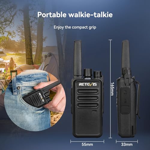 Retevis RT668 Funkgerät mit Headset, Lizenzfrei Walkie Talkie für Erwachsene, Robust PMR Funkgeräte VOX, Handfunkgerät mit Großer Reichweite, für Familien, Camping, Wandern (Schwarz, 2 Stück)