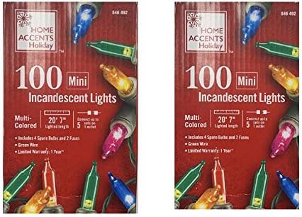 Home Accents Holiday 20 ft. 100-Lights String-to-String Incandescent Lights Mini Bulb Multi Color (4 Pack)