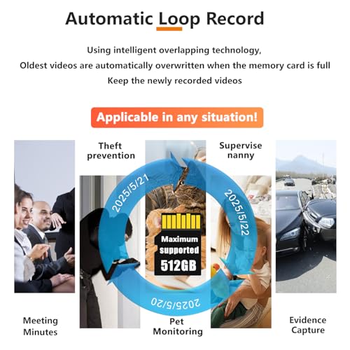 JINGRONGHUA Mini Camera Portable Camera, Home Security Camera, 1080P, 55 Hour, 10000 Capacity, Power Supply Cameras Indoor Nanny Cam, with Night Vision,Motion Detection,Loop Record,Gravity Sensor by JINGRONGHUA - Image 7