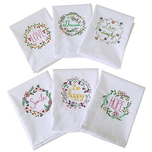 Torchons de cuisine blancs TILEZE essuie-mains brodés 45x65cm serviette de plat D