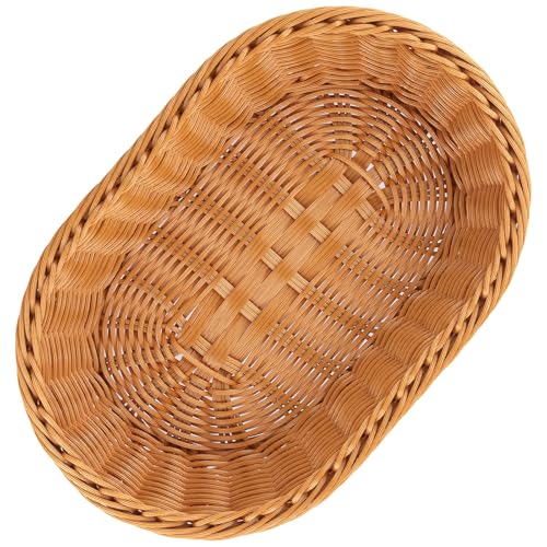 HEIYUET 4 Stück Brotkorb Geflochten Oval, 30 x 20 x 7 cm Weidenkorb Brötchenkorb Ovaler Aufbewahrungskorb, Rattan Korb Ovale Mehrzweckkorb für Obst, Brot, Gemüse