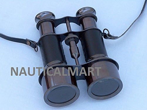 Captain's Nautical Oil-Rubbed Bronze with Leather Binoculars with Leather case 6"