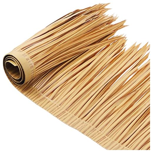 Mexican Tiki Hut Grass Skirting Roof Tiki Bar Grass Duck Blind Grass for Thatch Roofing Tiki Bar Decorations Roll Palm Palapa Straw Thatch Roof for Fence Party (Yellow, 40 x 15 Inch)