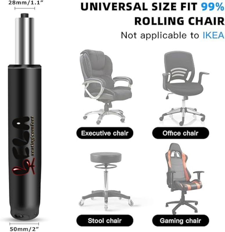 Image of Gas Lift Cylinder for Office Chair | Hydraulic Pneumatic Replacement Part | Universal Fit Heavy Duty Shock Piston for Task, Gaming, and Executive Office Chairs (Black-Red)