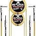 Mophead 15 Foot Double Insulated and Road Ready Braided 1/4 in TS to 1/4 in TS Guitar and Bass Instrument Cable Bundle 2 Pack Right Angle Yellow & Brown