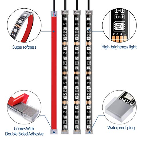 AMBOTHER 8Pcs Motorcycle LED Light Kits Strips DC 12-Volt Waterproof RGB Multi-Color Underglow Neon Ground Effect Atmosphere Lights with Remote and Adhesives Clips - Thumbnail 6