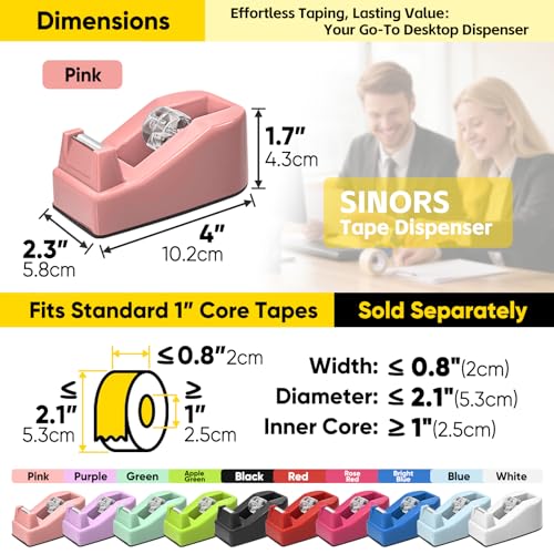 Desktop Office Tape Dispenser, Fits Standard 1-Inch Core Tapes, Weighted Non-Slip Base, Sharp Metal Blade, Smooth Cutting, Adhesive Roll Holder for Office, School, Shop, Home & Bus image 2