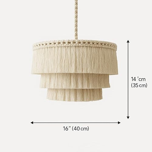 Miniatura 4 de lagom Lámpara de araña bohemia, lámpara colgante con borlas, candelabro de flecos. Lámpara de macramé hecha a mano, lámpara de techo con flecos de