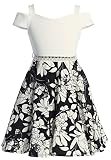 Big Girls' Cold Shoulder Floral Rhinestones Graduation Party Wedding Flower Girl Dress Navy 10 (J22K