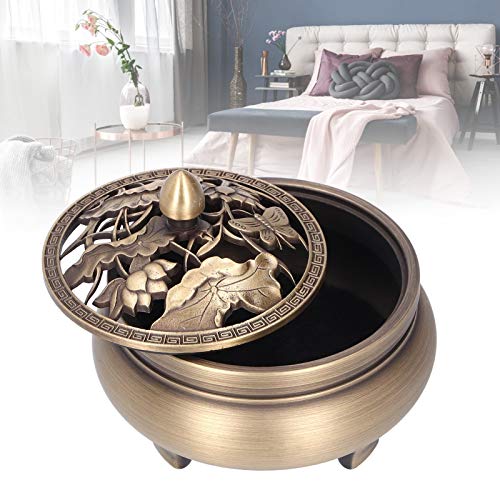 Antique Incense Burner Holder Brass With Lid 3‑Legged Buddha Ornament Home Decoration #TOP5