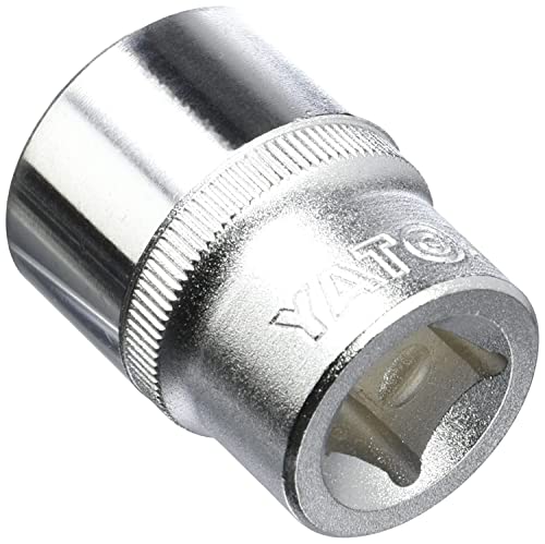 Image of Yato YT-1284 22mm Bihexagonal Socket, 38mm Length, 1 /2 Inch Drive, DIN3121 CrV Chromium Satin Plated Steel, For Mechanical Tools And Industrial Use