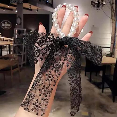 Lace Hair Ties Bow Lace Elastic Hair Scrunchies Hair Bands Stretchy Beige White Black Hair Ropes Hair Loop Lace Hair Accessories For Women #TOP5
