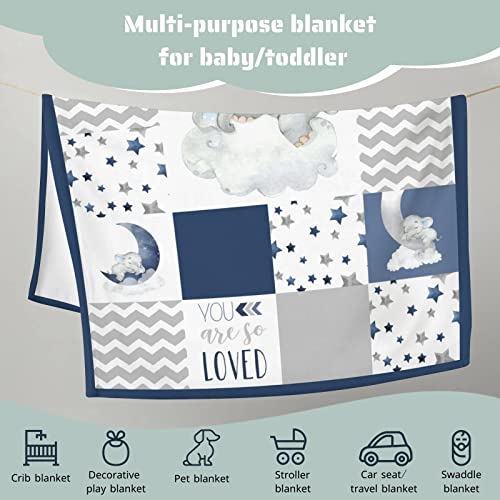 Hawskgfub Baby Toddler Boy Sleeping Elephant Blanket Blue, Nursery Dream Big Little One You Are So Loved Star Flannel Fleece Bed Swaddling Blankets, Soft Newborn Baby Shower Kids Crib Bedding 30 X 40 #TOP5