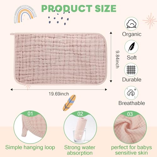 Image of Tallew 8 Pack Muslin Burp Cloths and Baby Bibs for Boy Girl 20 inch x 10 inch Cotton Baby Bandana Drool Bibs Muslin Burp Cloths Absorbent Rag for Newborn Toddler Infant Gifts(Vivid Color)