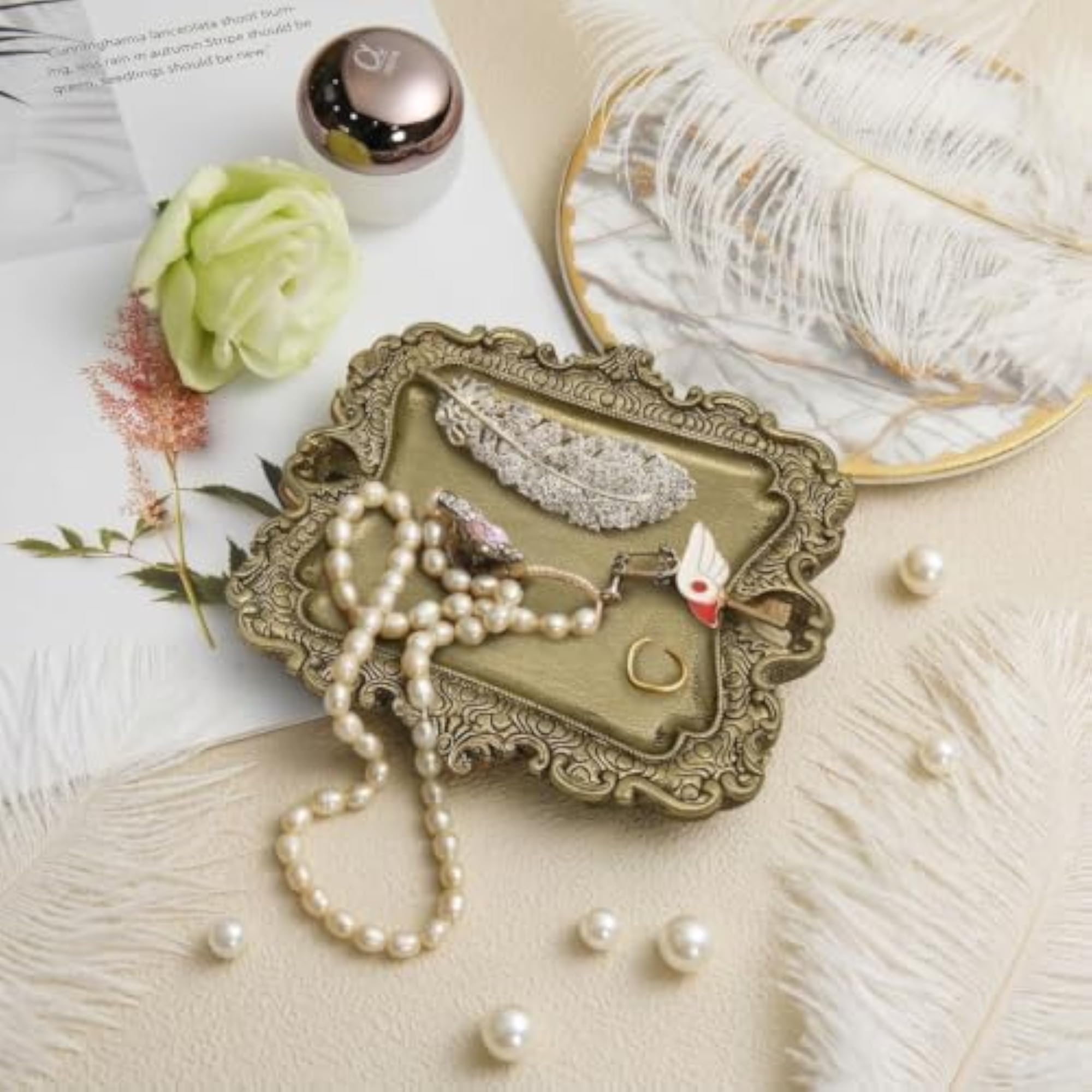 Retro Metallic Finish Jewellery Tray Organizer
