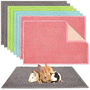 Barydat 8 Pcs Guinea Pig Cage Liner for Guinea Pig Cage Bedding Reusable Rabbit Mat Pad Washable Training Pad Animal Sleeping Bedding Mat(16×12”,Gray, Green, Pink, Blue)
