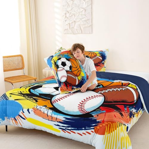 Image of Feelyou Boys Sports Comforter Set King Size for Boys Girls