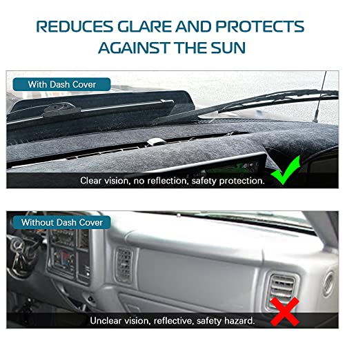 Black Dash Cover Fit Compatible With 2007-2014 Chevy Tahoe Avalanche Suburban Gmc Yukon/2007-2013 Silverado Ltz Gmc Sierra Slt,Dashboard Cover Carpet #TOP3