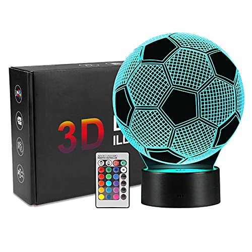 Linkax Veilleuse LED 3D Lampe Optique Illusion Veilleuse Enfant Lampe de nuit pour Chambre Chevet Table de Fille Fils Cadeau Anniversaire Surprise Deco Ambiance Créatif avec Câble USB et Télécommande