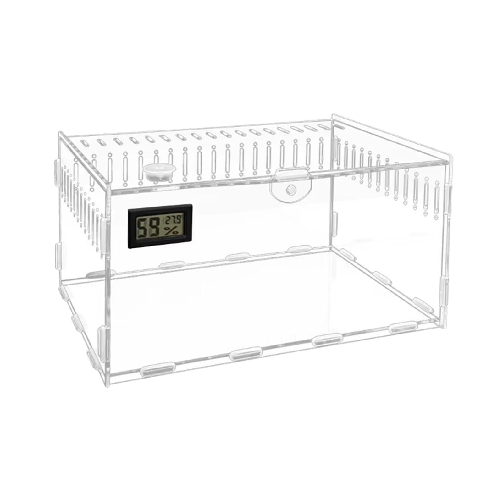 Terrario Acrílico para Reptiles, Contenedor Portátil, Hábitat para Anfibios como Serpientes Y Jerbos, L Size Single Grid