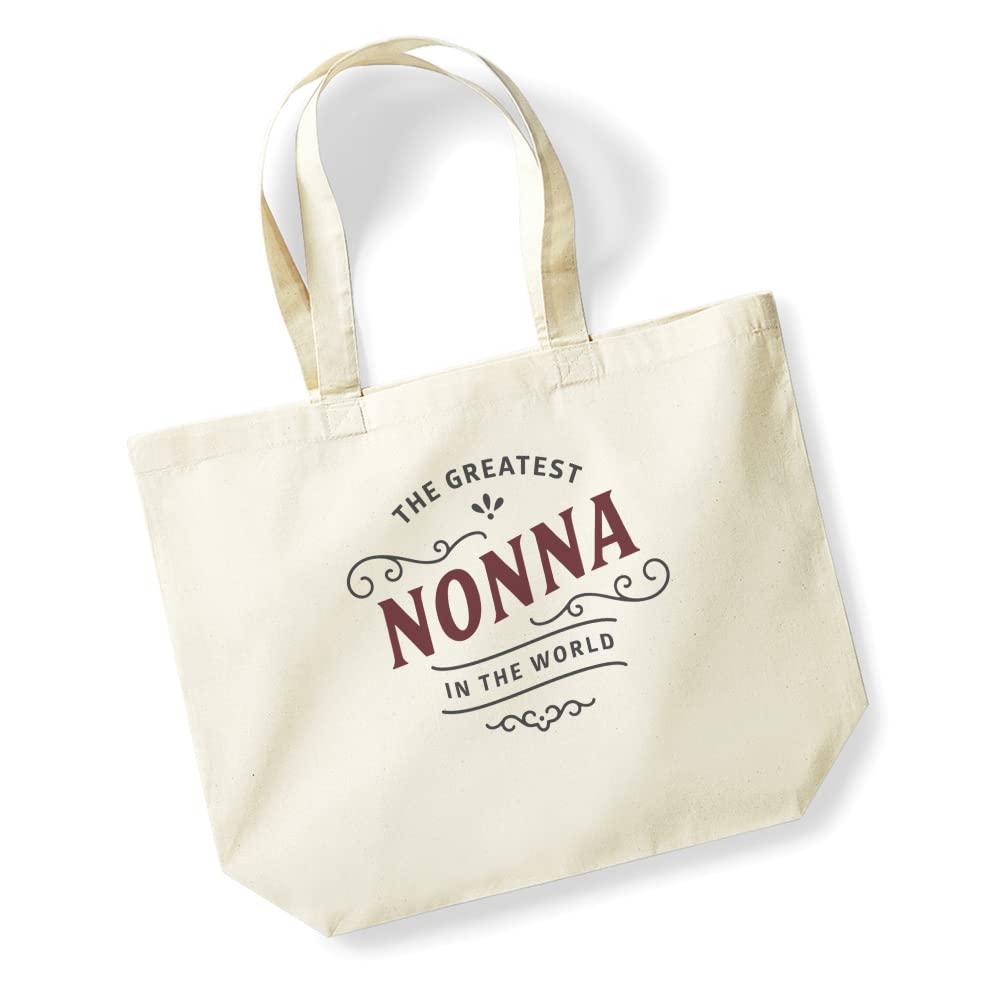 D Design Invent Print! Nonna Gift Bag Tote Shopping Bag Birthday Gift Present for Nonna Keepsake Idea - Size: 47cm x 40cm x 12cm (Natural)