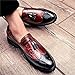 Men's Vintage Leather Wingtip Tassel Brogue Slip-On Dress Loafers Fashion Low-Top Breathable Smoking Formal Shoes Comfort Non-Slip Business Wedding Party Shoes (Red,8.5)