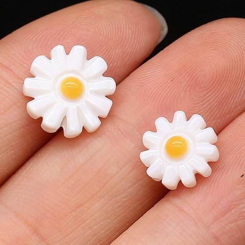Miniatura 4 de LHJ 20 cuentas de concha natural con forma de girasol de agua dulce sueltas accesorios para hacer joyas, collares, pulseras
