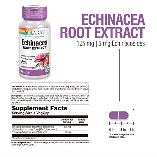 Solaray Echinacea Angustifolia Root Extract 125 Mg | Healthy Immune & Respiratory Function Support | 60 Vegcaps #TOP2