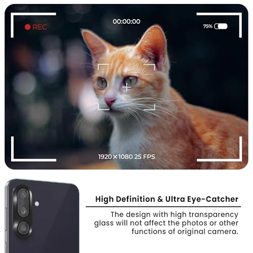 Image of ArmourPro Camera Lens Tempered Glass for Samsung Galaxy M36 Tough HD Individual Aluminum Alloy Rings 9H Camera Cover, Scratch-Resistant,Camera Lens Protection| Black, 1 Pack