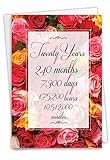 NobleWorks - 20th Anniversary Card with Envelope - 20 Years of Love, Marriage Milestone Card for Wife, Husband, Couples - Year Time Count 20 C9088MAG