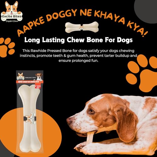 Image of Excite Bites Dog Rawhide Bones (Dog Chews) (Size 8 inch) (1Pcs),All Life Stages
