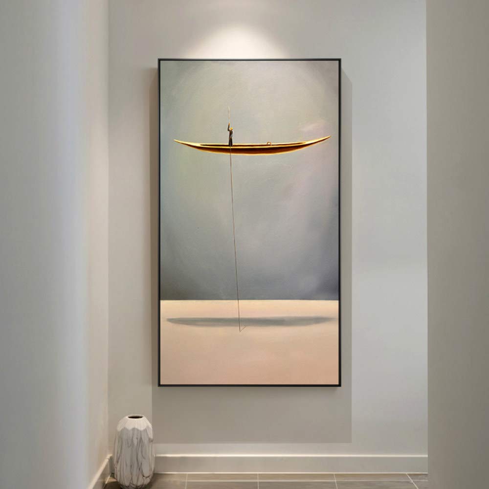 Handgemalte Leinwand Bilder - Abstrakte Wandkunst Mit Boot Motiv