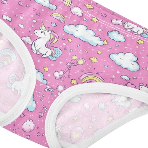 Wusikd Pink Unicorn Clouds Girls' Underwear Cotton Rainbows Balloons Girls Briefs Soft Toddler Underwear 2T4