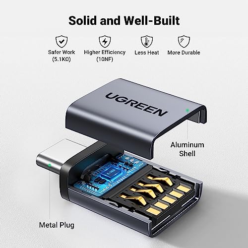 UGREEN USB C to USB Adapter 10Gbps, 2 Pack Type A Female to Type C Male Adaptor Aluminum OTG Cable Compatible with iPhone 17/16 Pro Max MacBook Air iPad Galaxy S24, Thunderbolt 4/3 Devices Dark Gray - Image 6