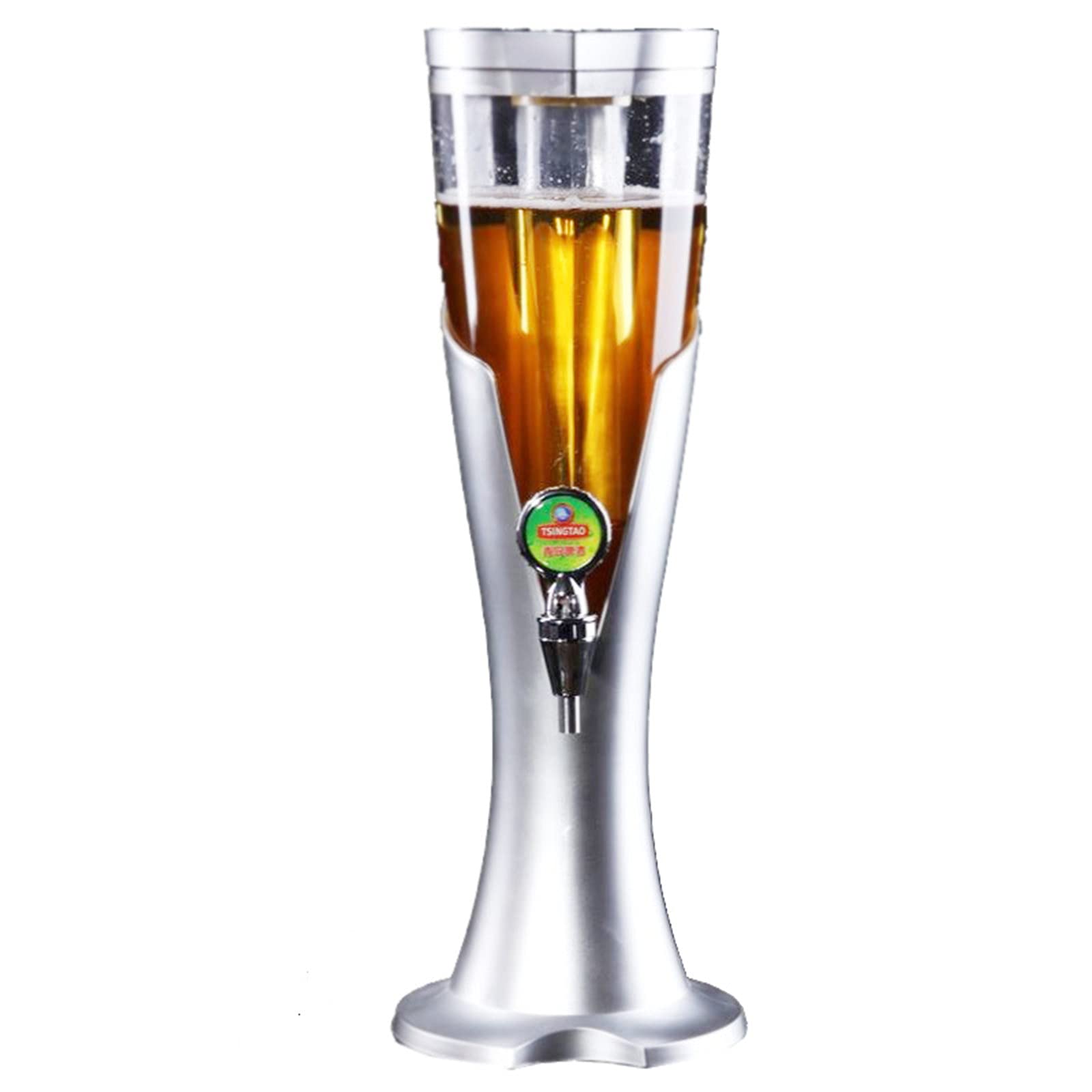 Wieża Piwa, Dozownik napojów Beer Tower z rurką do utrzymywania zimnych napojów, idealna na imprezy i gry, akcesoria do baru domowego,3,1.5L