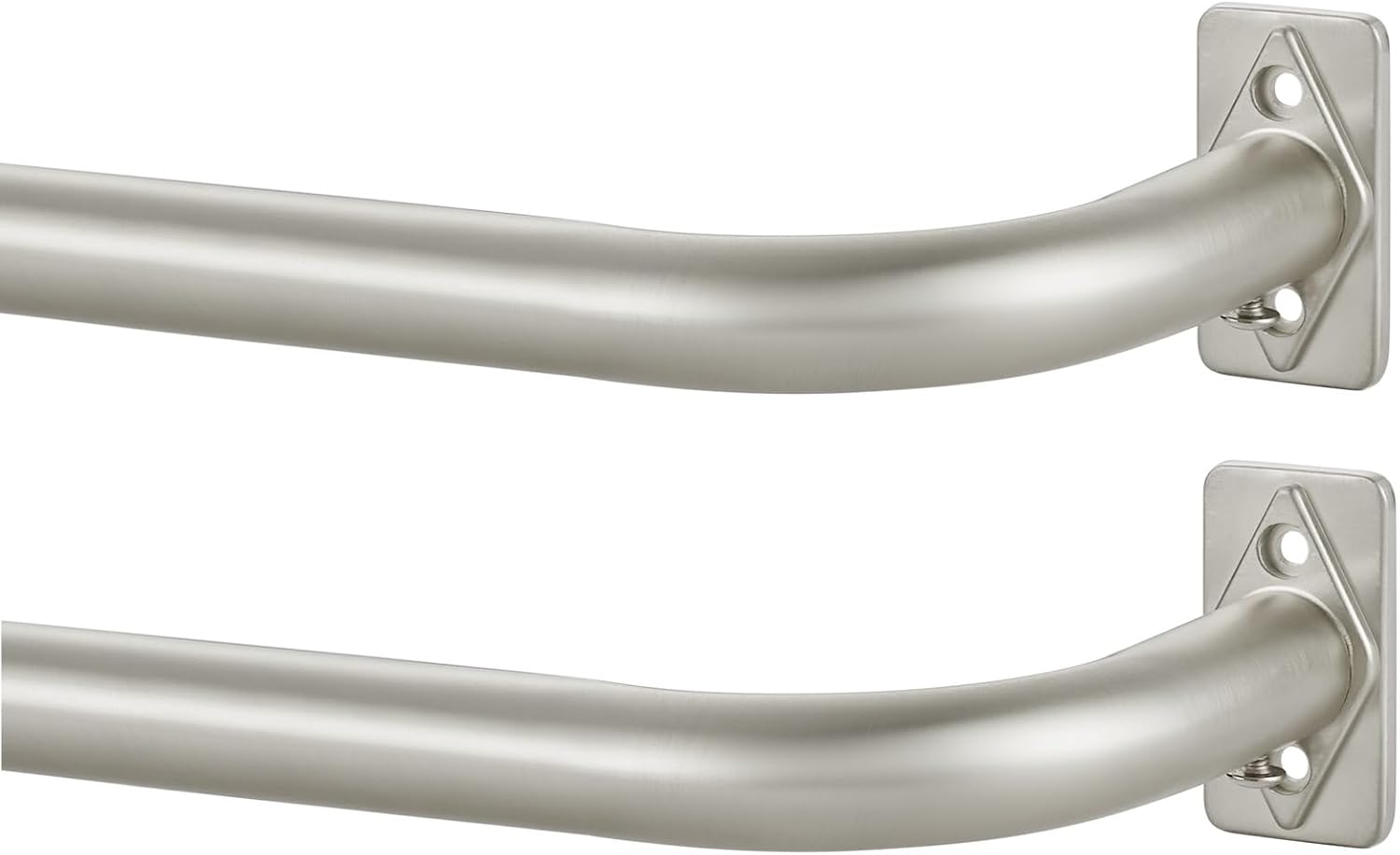 Brushed Nickel Curtain Rods for Windows 28 to 48 Inch, Wrap Around Curtain Rods 2 Pack, Adjustable Room Darkening Blackout Curtain Rods, Heavy Duty 1-Inch Diameter Telescoping Drapery Rod Brushed Nickel 28-48"