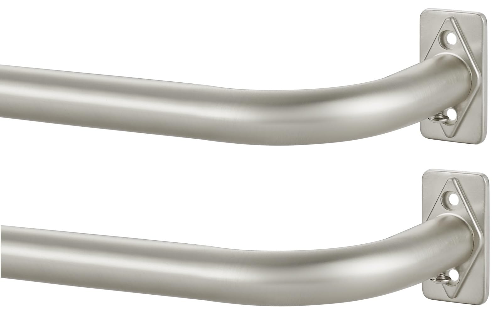 Brushed Nickel Curtain Rods for Windows 28 to 48 Inch, Wrap Around Curtain Rods 2 Pack, Adjustable Room Darkening Blackout Curtain Rods, Heavy Duty 1-