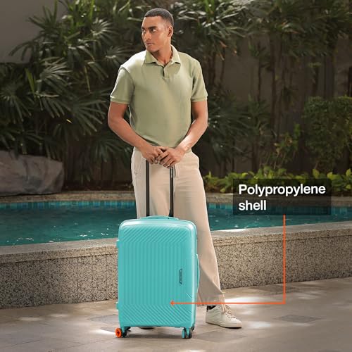 Image of Nasher Miles Coorg Hard-Sided Polypropylene Luggage Set of 2 | 55cm & 65cm | 8 Wheels Small & Medium Trolley Bag for Travel | Suitcase (Teal)