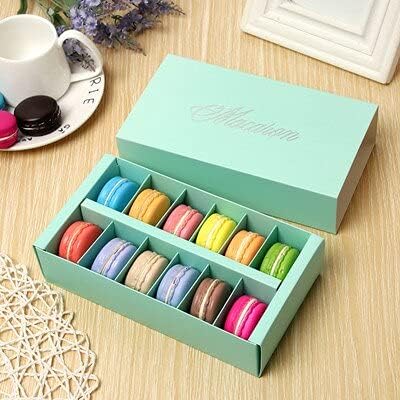 20pcs White/Pink/Green/Black/red Macaron Box Packaging Drawer Type 20.55.45.3cm (12 Grains Green)