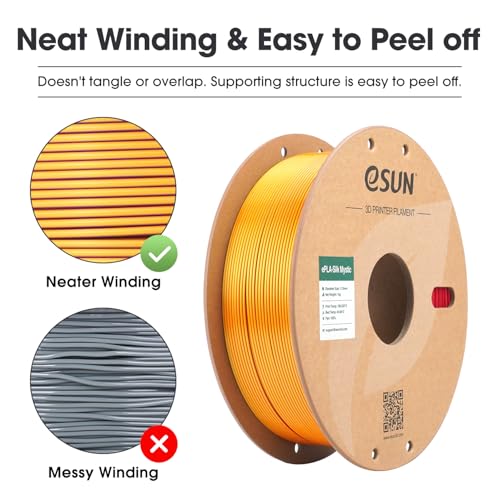 Image of eSUN Silk Mystic PLA Filament 1.75mm, Shiny Silk Three Color Co Extrusion 3D Printer Filament, 1KG (2.2 LBS) Spool 3D Printing Color Change Filament for 3D Printers,Red Gold Purple