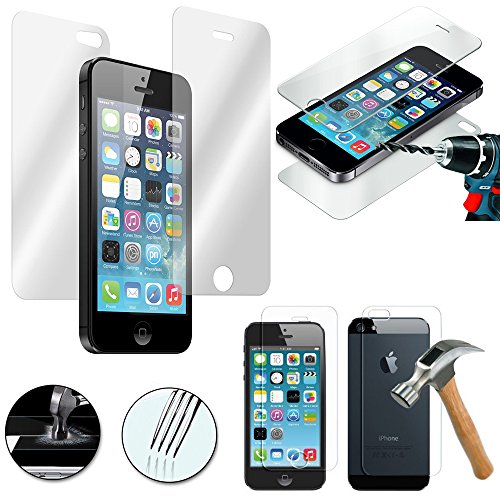 VCOMP® Deux Films de Protection en Verre trempé Avant et arrière pour Apple iPhone 5/ 5S/ SE - Transparent